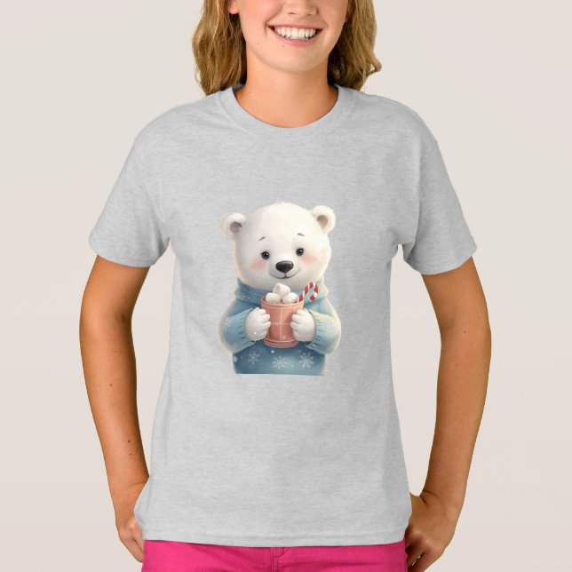 Camiseta Cozy Polar Bear Cub – Kids Christmas Tee (Frente)