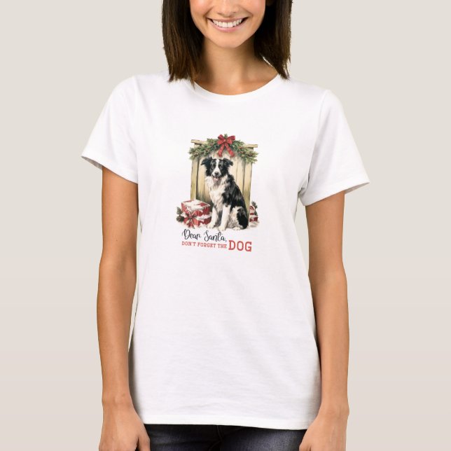 Camiseta Cozy retro fazenda de Natal não esqueça o cachorro (Frente)