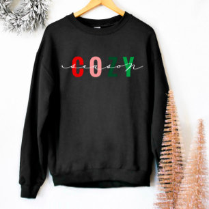 Camiseta Cozy Season Cute Calliografia Feriado Sweatshirt