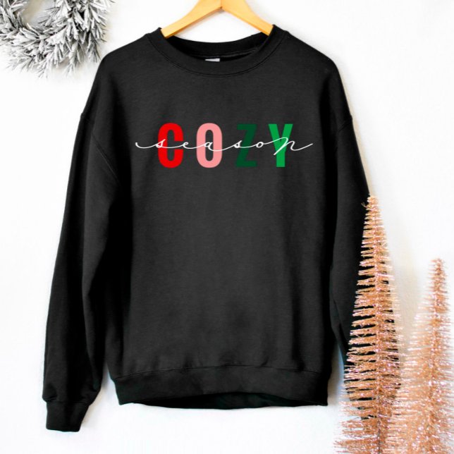 Camiseta Cozy Season Cute Calliografia Feriado Sweatshirt (Criador carregado)