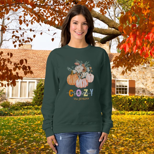 Camiseta Cozy Season Harvest Blooms Personalize Name (Criador carregado)