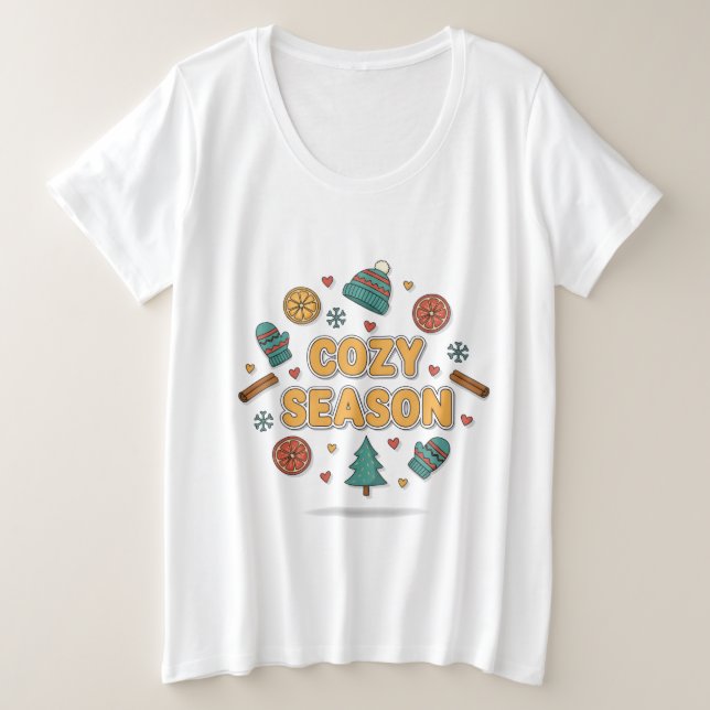 Camiseta Cozy Season Holiday Elements – Style B (Frente do Design)