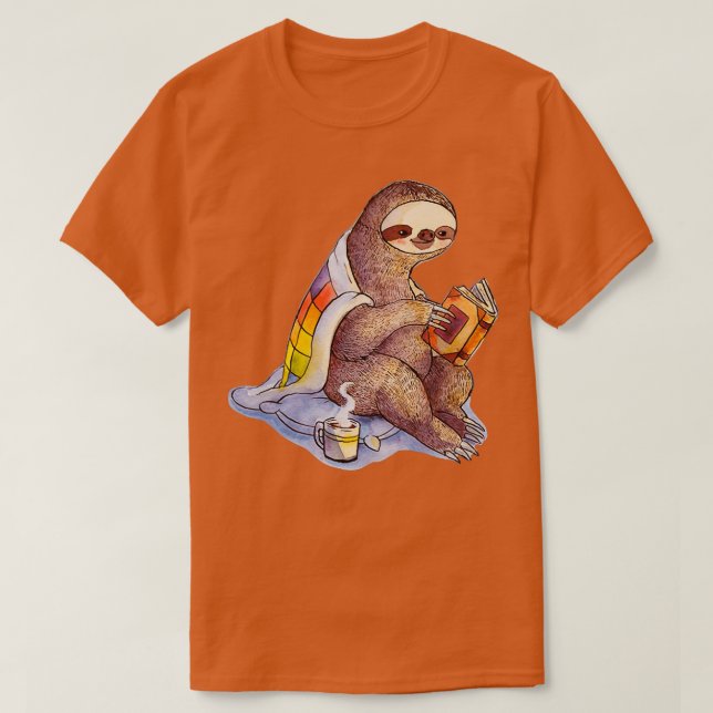 Camiseta Cozy Sloth em Blanket (Frente do Design)