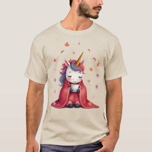 Camiseta Cozy Unicorn amontoado em café de Bebendo