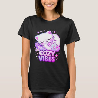 Camiseta Cozy Vibe Cat Sticker | Cute Sleeping Cat 