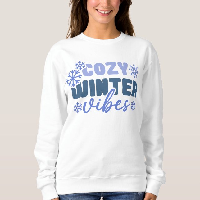Camiseta Cozy Winter Vibes - Tipografia do Floco de Neve (Frente)