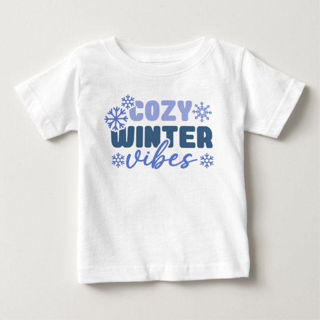 Camiseta Cozy Winter Vibes - Tipografia do Floco de Neve (Frente)