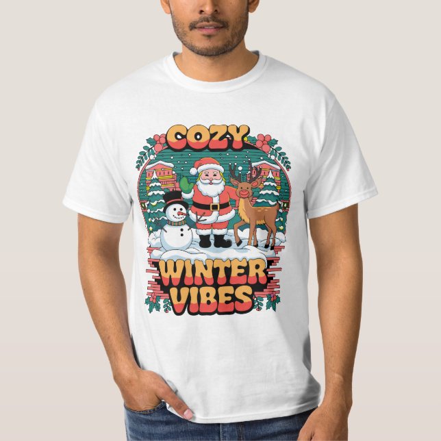 Camiseta Cozy Winter Vibes Unisex T Shirt, Holiday Shirt, C (Frente)