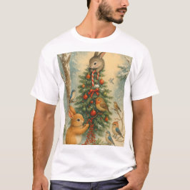 Camiseta Cozy woodland bunny Christmas cute winter festive 