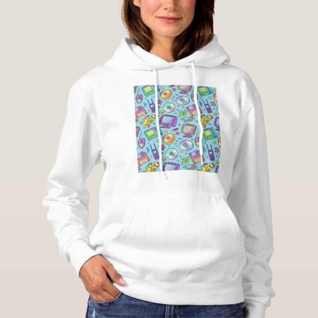Camiseta Cozy Y2K Retro Tech Doodle Aesthetic Hoodie (Frente)