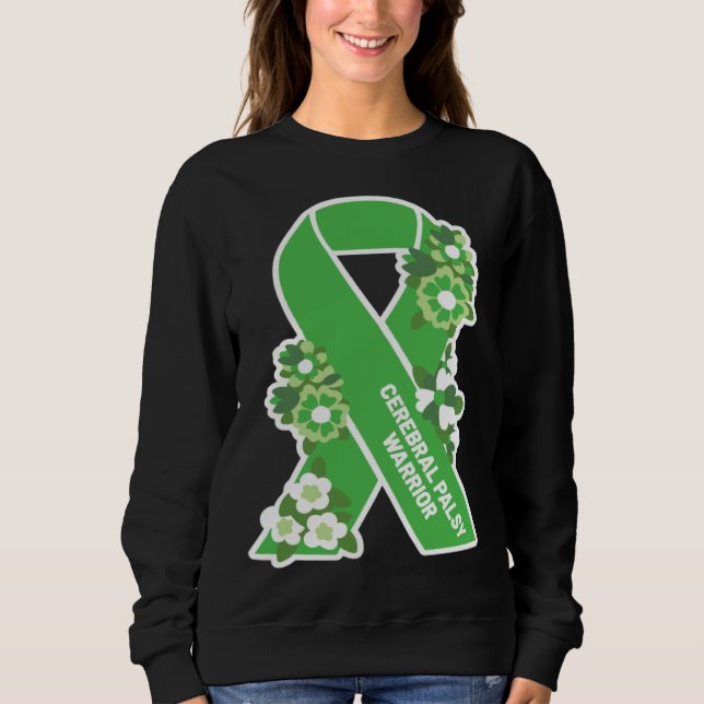 Camiseta CP Green Ribbon and Flowers Women s Cerebral Palsy (Frente)