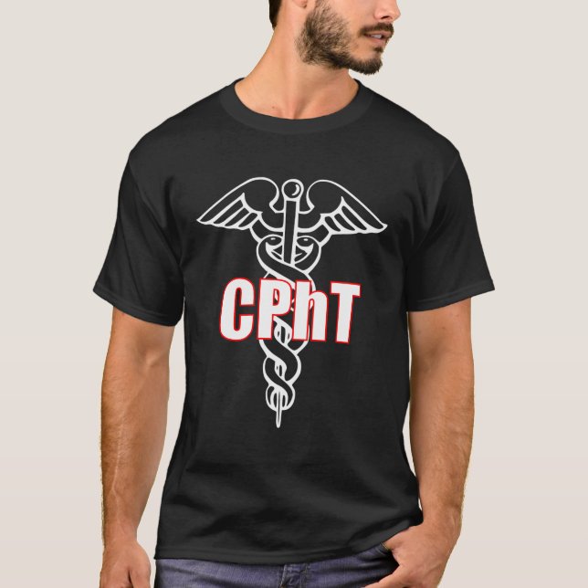Camiseta Cpht Certified Pharmacy Technician Caduceus Design (Frente)