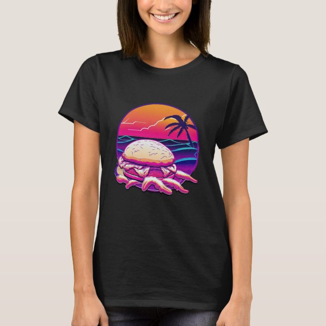 Camiseta Crab Cakes Synthwave 80s Retrowave Aesthetic (Frente)