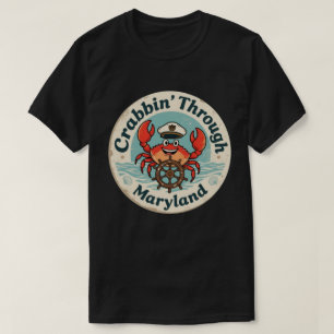 Camiseta Crabbin’ Através de Maryland_ Arte Costeira Vintag