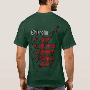 Camiseta Crachá Clã Chisholm & Tartan w/Motto
