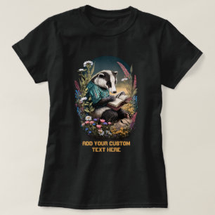 Camiseta Crachá Cuja Leitura Lê um Livro, Amantes de Badger