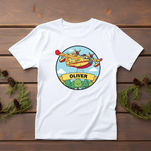 Camiseta Crachá de Avião de Combate a Fogo de Cartoon