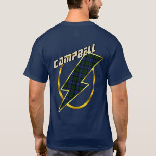 Camiseta Crachá de Campbell Clan e Raio de Tartan