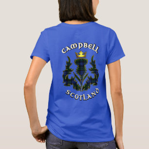 Camiseta Crachá de Campbell Clan & Tartan com Motto