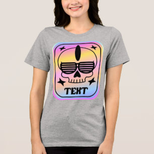 Camiseta Crachá de Caveira de Festa EDM com Texto Personali