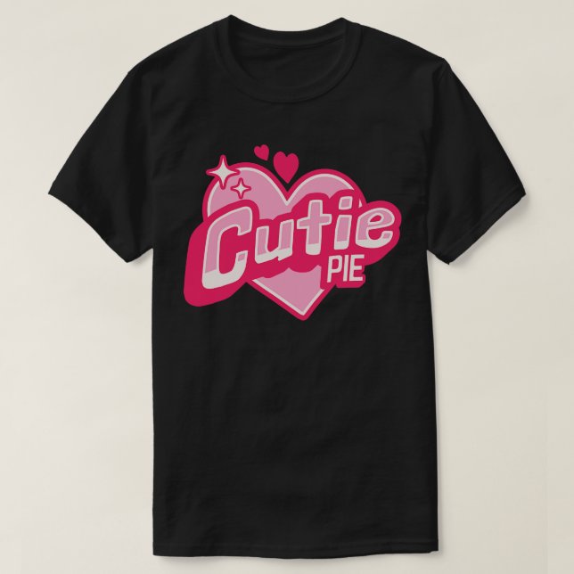 Camiseta Crachá de Coração Cor-de-Rosa de Peito Cutie (Frente do Design)