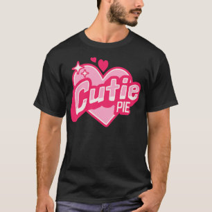 Camiseta Crachá de Coração Cor-de-Rosa de Peito Cutie