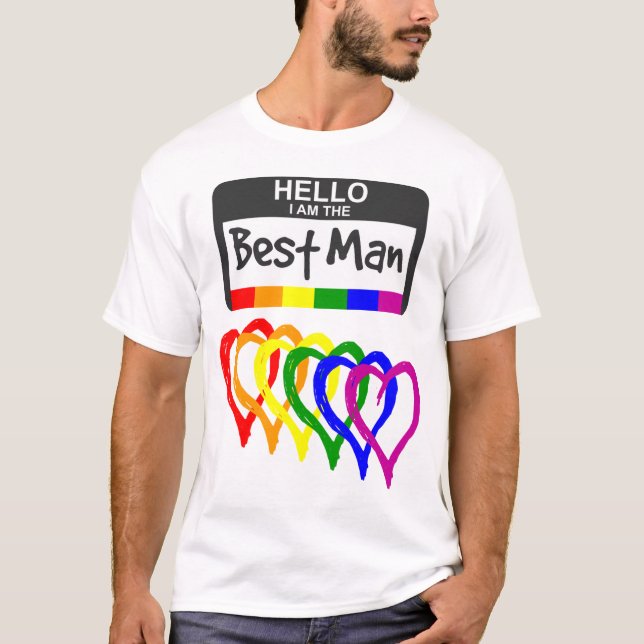 Camiseta Crachá de Melhor Nome Homem do Arco-íris  (Frente)