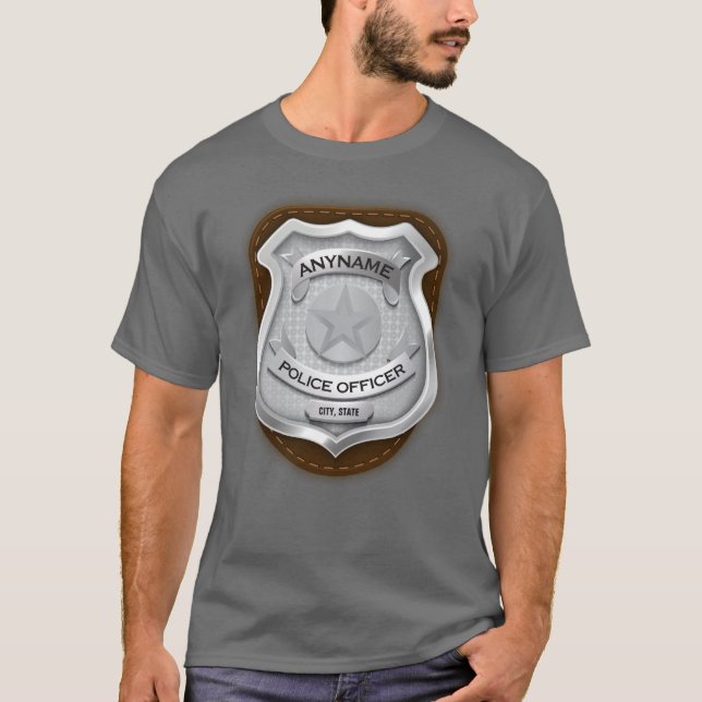 Camiseta Crachá de NOME DO Policial Personalizado Xerife (Frente)