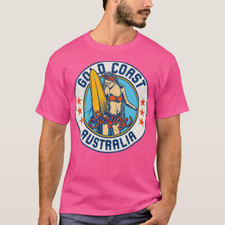 Camiseta Crachá de Surf Vintage para Gold Coast Austrália