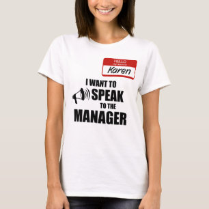 Camiseta Crachá Divertido com o Nome Karen Fale com o Geren