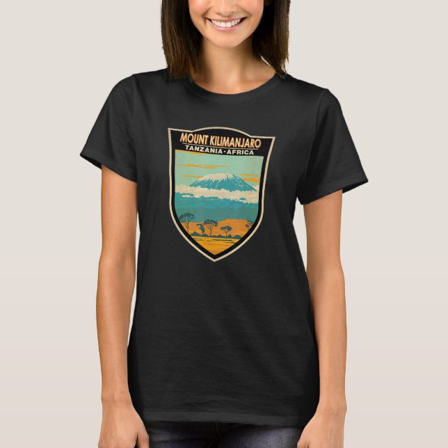 Camiseta Crachá do Monte Kilimanjaro na África da Tanzânia (Frente)