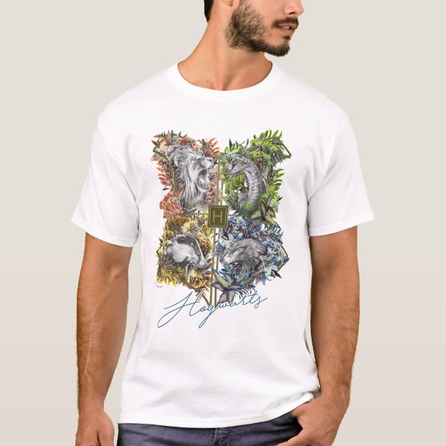 Camiseta Crachá HOGWARTS™ - Gráfico Floral (Frente)