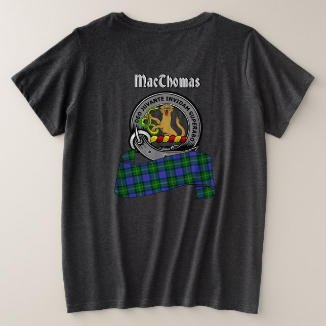 Camiseta Crachá MacThomas Clan de costas para mulheres (Verso do Design)