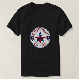 Camiseta Crachá Minimalista dos EUA - Dia da Independência