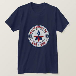 Camiseta Crachá Minimalista dos EUA - Dia da Independência 