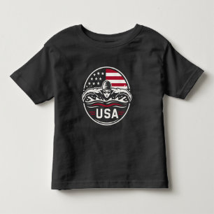 Camiseta Crachá Patriótico da Bandeira Americana de Natação