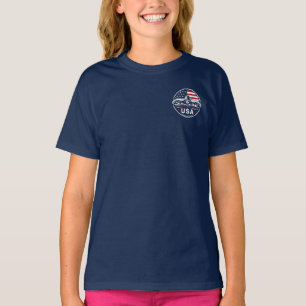 Camiseta Crachá Patriótico da Bandeira Americana de Natação