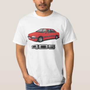 Camiseta Crachá Peugeot 405 SRi + modelo, vermelho, DIY