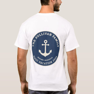 Camiseta Crachá Retro de Férias em Família com Âncora Náuti