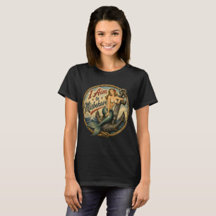 Camiseta Crachá Retro de Sereia que Eu Aponto para Desobede