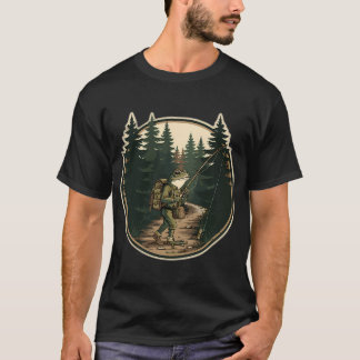 Camiseta Crachá Retro de Trilha ao Ar Livre Caçador de Rãs