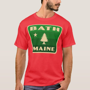 Camiseta Crachá Verde da Árvore de Pinheiros Retro Bath Mai