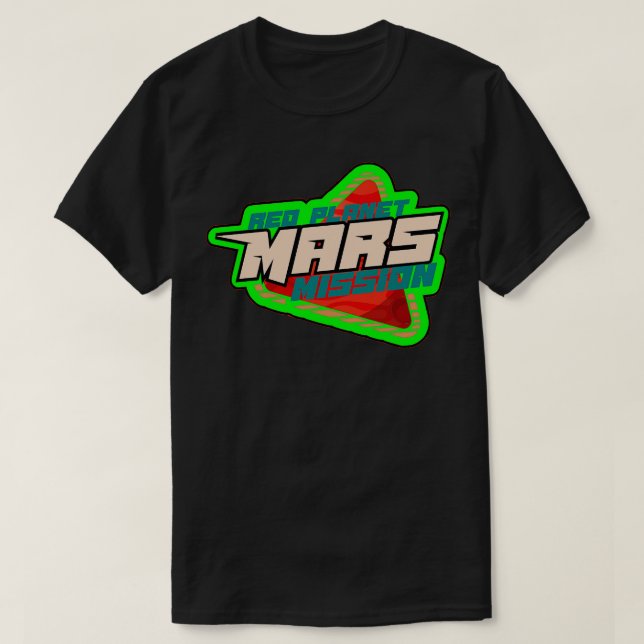 Camiseta Crachá verde da missão Planet Mars (Frente do Design)