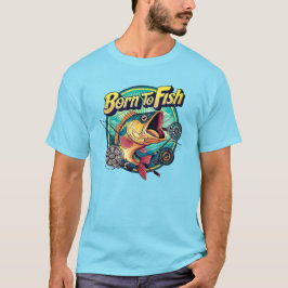 Camiseta Crachá Vintage Nascido para Pescar