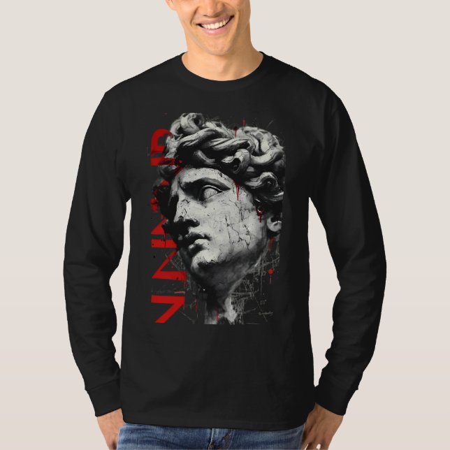 Camiseta Cracked Classical Bust Trash Polka Art Long Sleeve (Frente)
