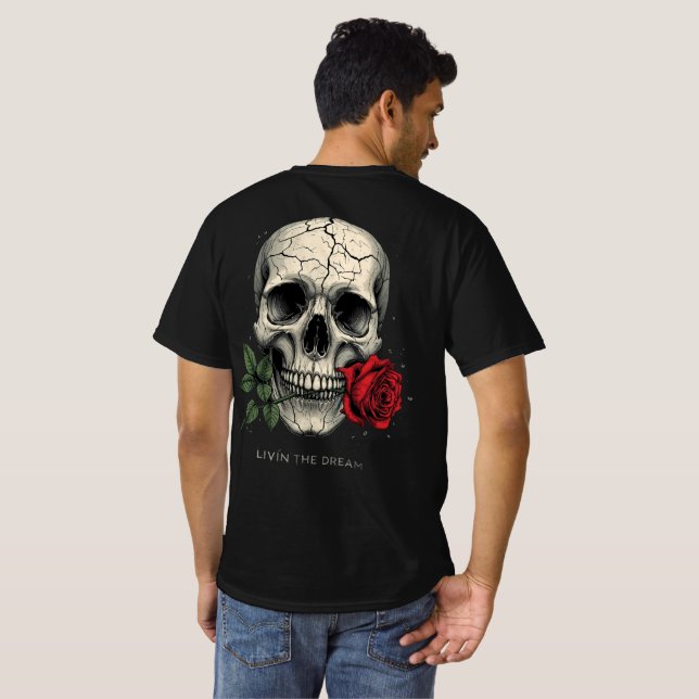 Camiseta Cracked Skull Rose – Vivendo o Sonho (Parte Traseira Completa)