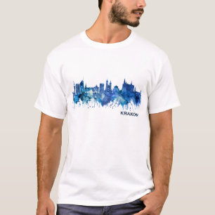 Camiseta Cracóvia Polônia Skyline Azul