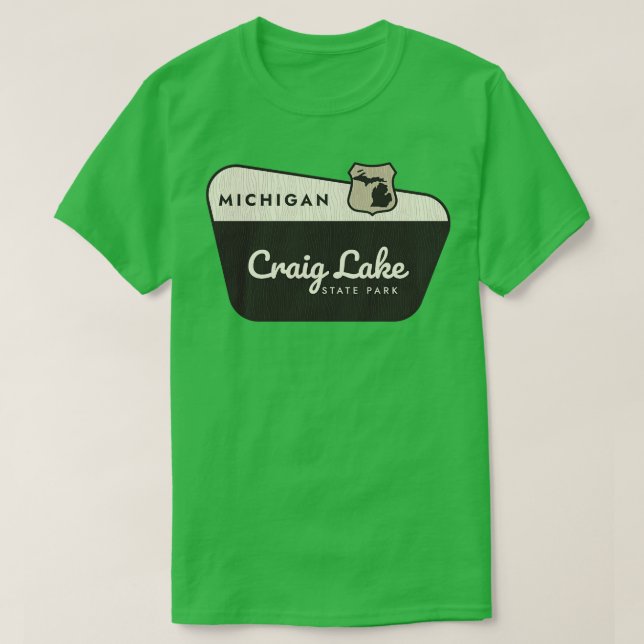Camiseta Craig Lake State Park - Sinal de boas-vindas do Mi (Frente do Design)
