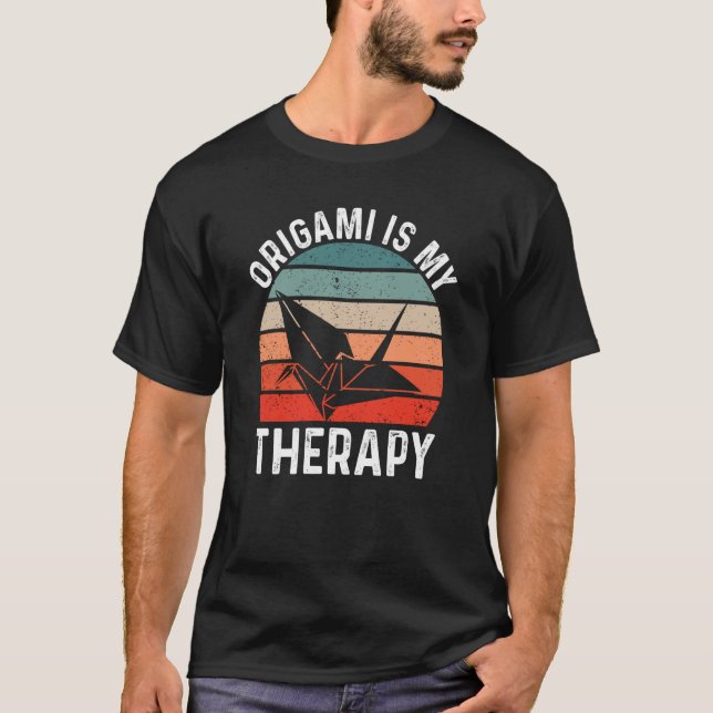 Camiseta Crane de Origami Retro Sunset (Frente)
