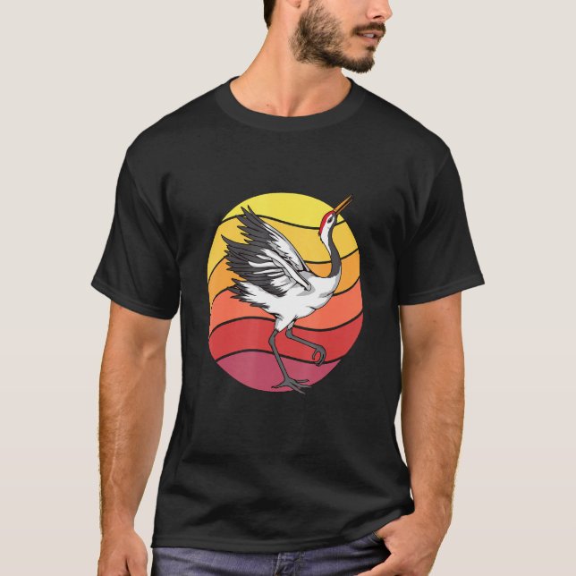 Camiseta Crane Retro Sunset Pássaros (Frente)